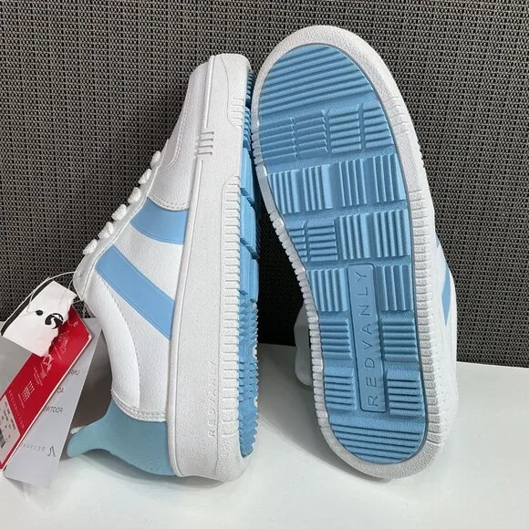 Redvanly Women's Size 9.5 White & Blue Vegan Leather Sneakers - Picture 7 of 7